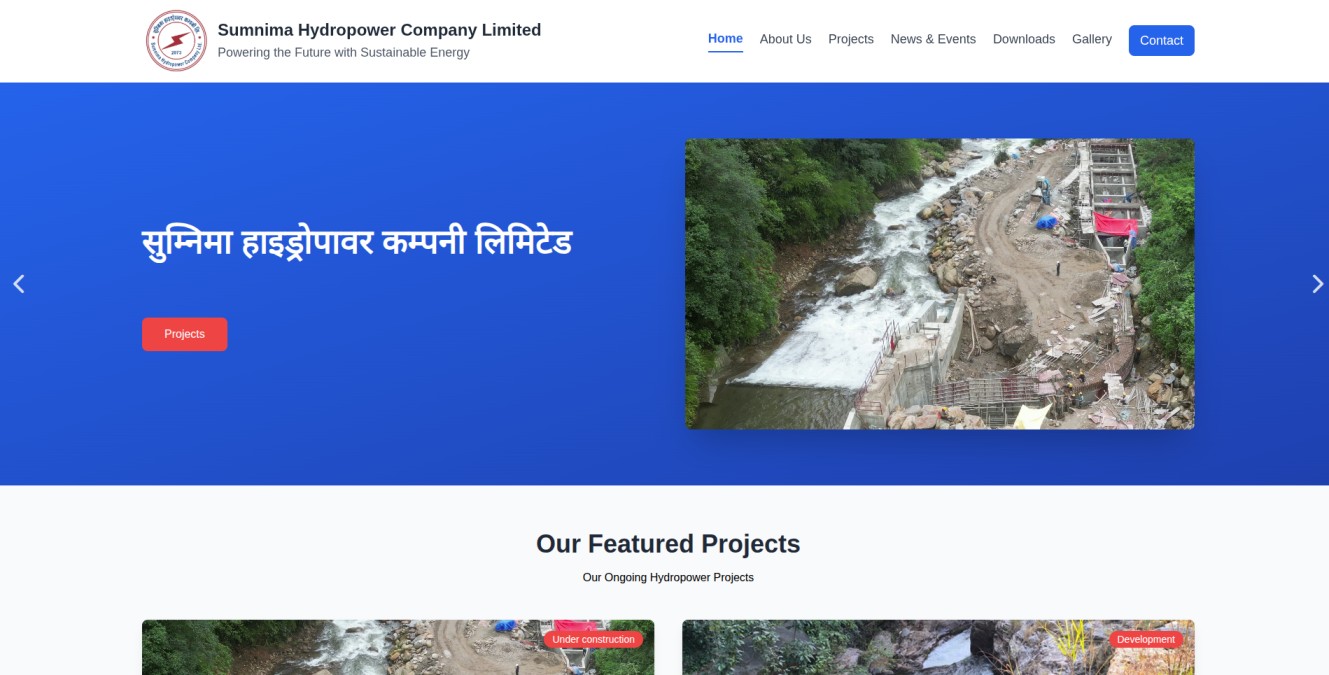 Sumnima Hydropower Limited – Website Platform